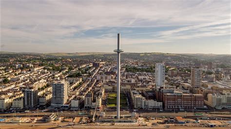 Brighton's i360 moving observation tower filmed by drones - YouTube