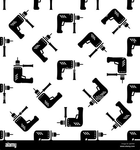 Drill Machine Icon, Machine Tool Icon Seamless Pattern Vector Art ...