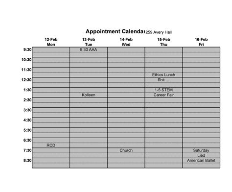 Free Printable Appointment Schedule Templates [Excel, Word, PDF]