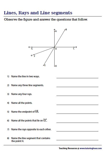 Deciphering Lines, Rays and Line Segments Free Printable Worksheets, Worksheets For Kids, Math ...