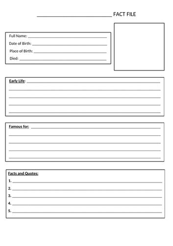 Printable Blank Fact File Template - Printable Templates