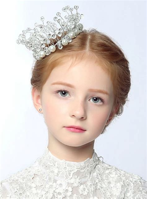 Children's Tiara Crown Princess Tiara At The Age Of One Year | Pearl headpiece wedding ...