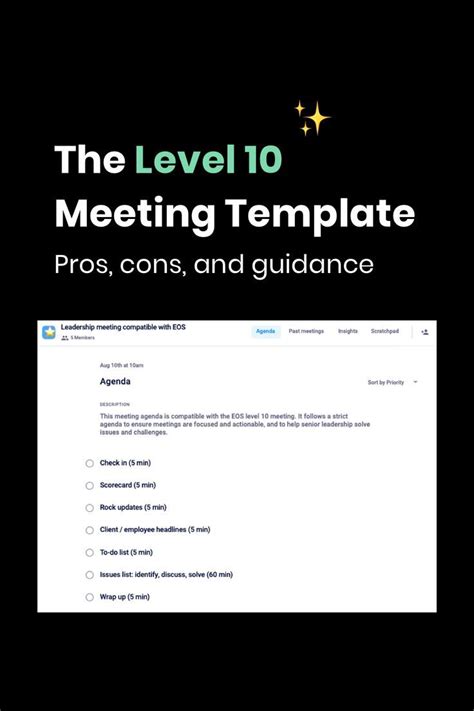 The level 10 meeting agenda: pros, cons and guidance | Meeting agenda, Meeting agenda template ...