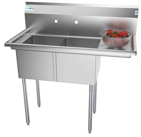 2 Compartment 43" Stainless Steel Commercial Kitchen Prep & Utility ...