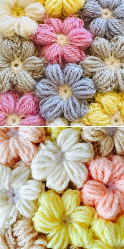 Puff Flower Crochet - Free Patterns and Ideas | Crochetpedia