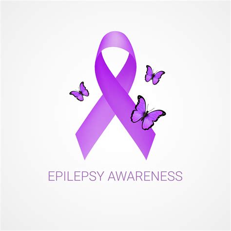 Epilepsy awareness. Purple ribbon and butterflies. Vector 28294398 ...