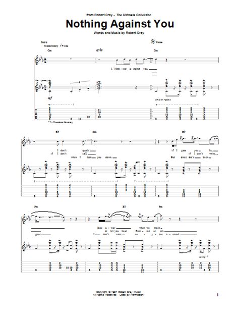 Nothing Against You Sheet Music | Robert Cray | Guitar Tab