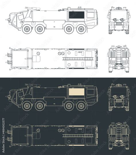 Airport fire truck blueprints Stock Vector | Adobe Stock