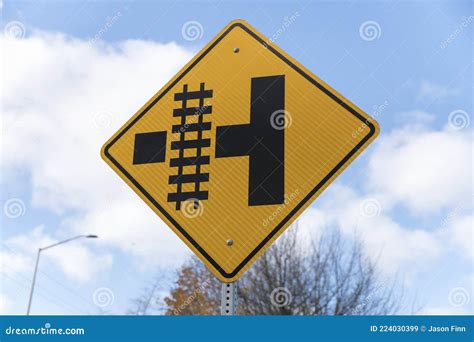 Highway Caution Railway Crossing Sign at Tacoma, Washington Stock Image ...