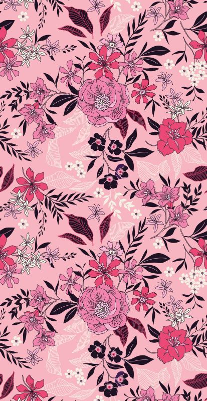 Trendy pink floral pattern Nature wallpaper - TenStickers