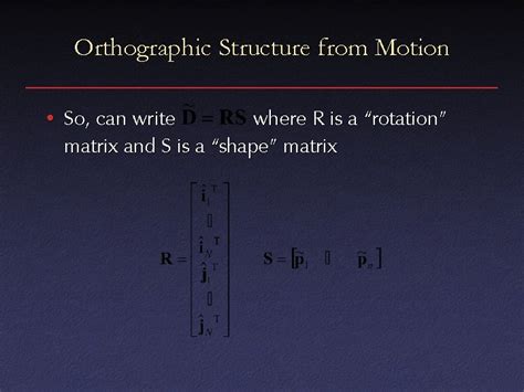 Structure from Motion Structure from Motion For now