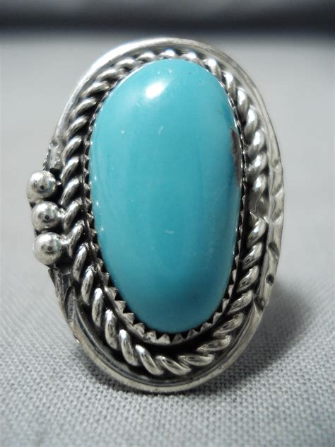 Incredible Vintage Navajo Turquoise Sterling Silver Ring Native Americ ...