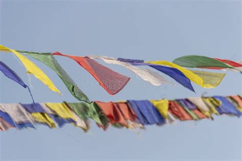 Prayer Flags Flying from Boudhanath Stupa, Buddhist Temple Near Kathmandu, Nepal Stock Image ...