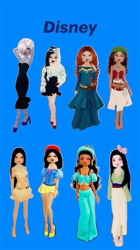 Disney characters for dress to impress (dti) example in 2024 | Dress to impress, Duo dress ...