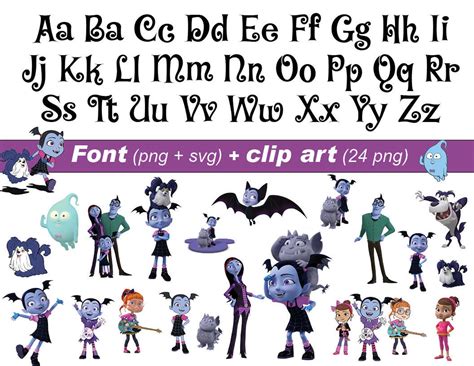 Vampirina font svg png 24 clipart png clip art PNG | Etsy