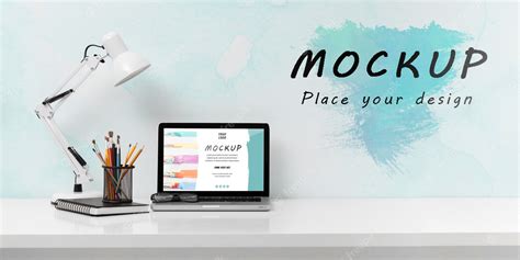 Premium PSD | Front view of desk concept mock-up