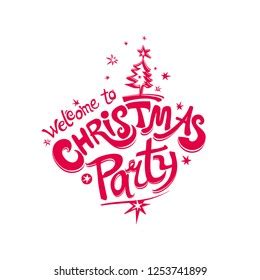 Welcome Christmas Party Logo Template Holiday Stock Vector (Royalty ...