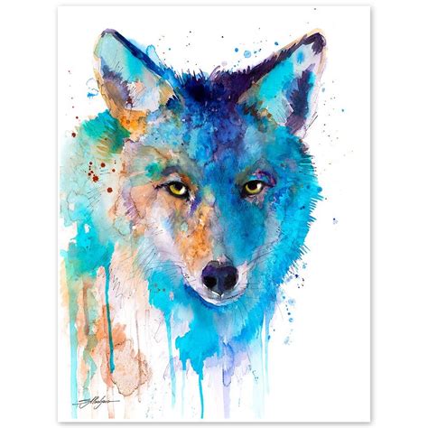 Coyote watercolor painting print by Slaveika Aladjova