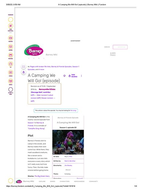 A Camping We Will Go! (Episode) - Barney Wiki - Fandom | PDF