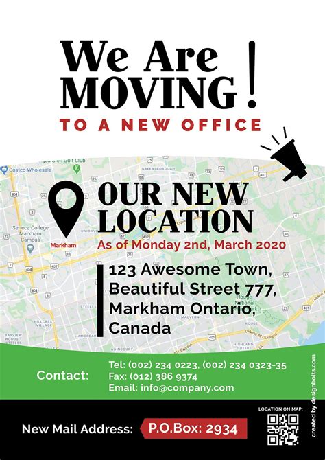 Free Office Moving Announcement Flyer Design Template Ai - Designbolts