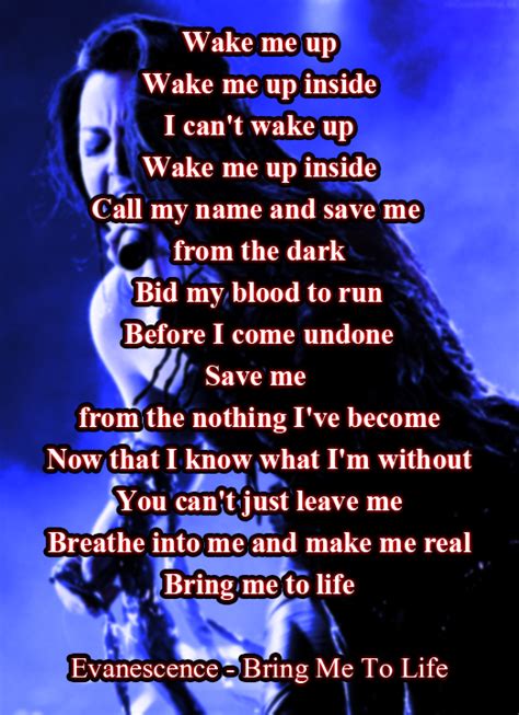 Evanescence - Bring Me To Life | Bring me to life, Evanescence lyrics ...