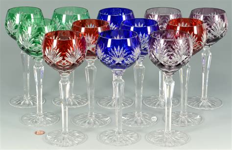 Lot 879: 12 Colored Crystal Wine Goblets | Case Auctions