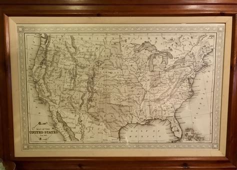 Oversized Framed Vintage Map of the USA circa1872 | Vintage map, Frame, Usa map