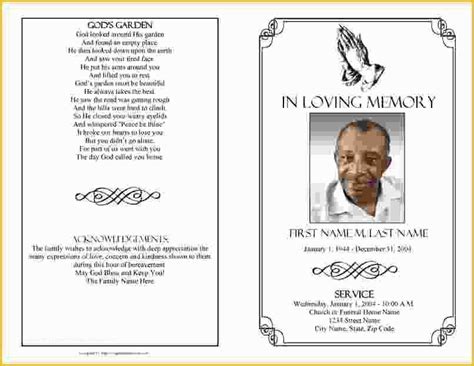 Free Printable Funeral Prayer Card Template Of Memorial Service Program Template Microsoft Word ...