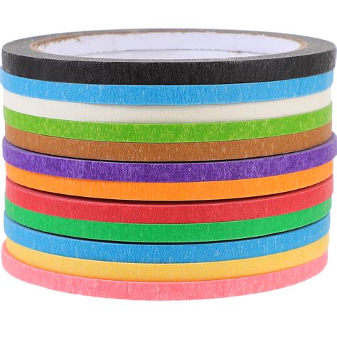 Kelingqi 12 Rolls of Tapes Masking Tapes Thin Washi Tapes Auto Body Masking Tape Auto Paint ...