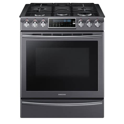 Shop Samsung 5-Burner 5.8-cu ft Slide-In Convection Gas Range (Black Stainless Steel) (Common ...