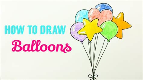 HOW TO DRAW BALLOONS 🎈🎈🎈 | Easy & Cute Balloons Drawing Tutorial For Beginner / Kids - YouTube