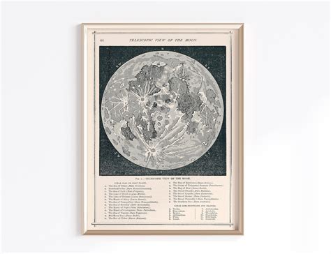 Printable Moon Map Vintage Moon Poster Astronomy Antique Moon Print ...