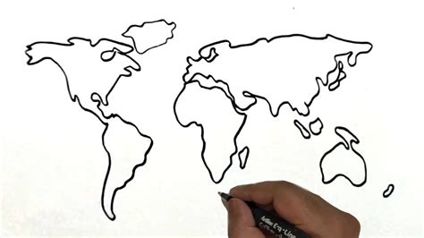 How to Draw World Map Easy. World Map Line Drawing. - YouTube