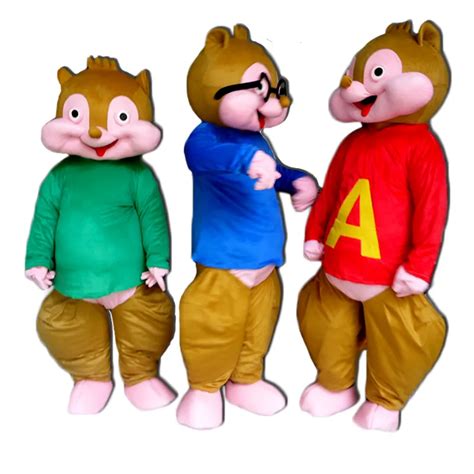 2017 New Alvin and the Chipmunks Mascot Costume Cartoon Character ...