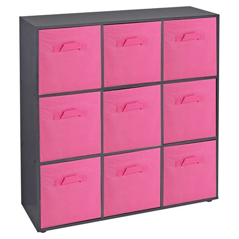 Wooden 9 Cubed Cupboard Storage Units Shelves With 9 Drawers Baskets Organisers | eBay