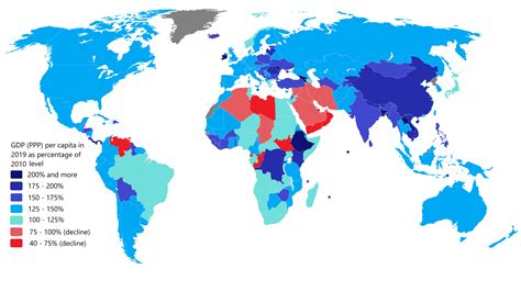 GDP (PPP) per capita growth in the period 2010 - 2019 : r/MapPorn