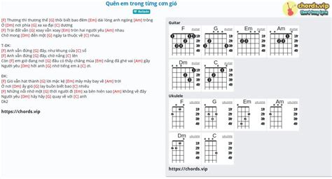 Chord: Quên em trong từng cơn gió - tab, song lyric, sheet, guitar, ukulele | chords.vip