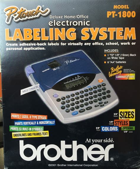 Brother PT-1800 Electronic Label Maker with carrying case