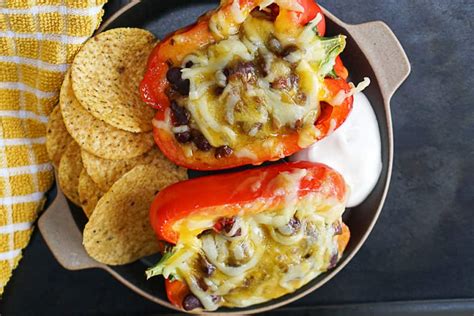 Easy Leftover Chili Stuffed Peppers - The Bean Bites