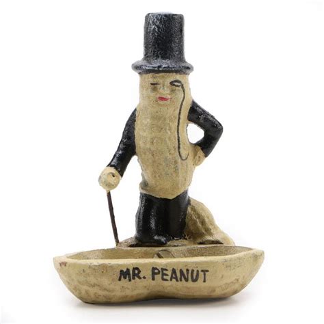 Mr. Peanut Painted Cast Iron Advertising Statue with Dish | Cast iron, It cast, Iron