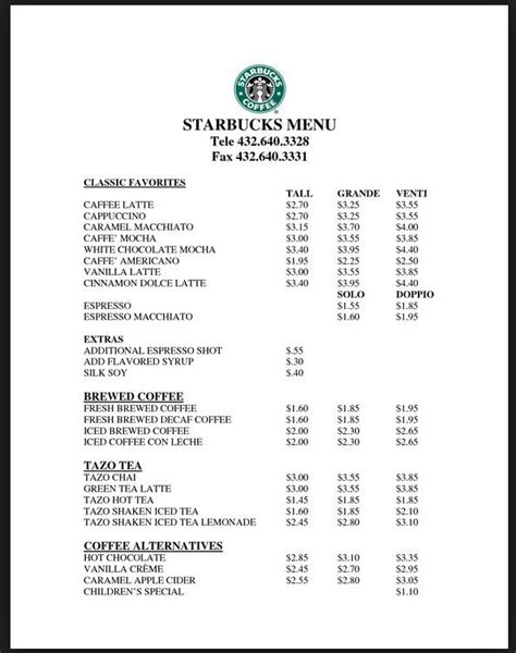 Starbucks Pricing … | Starbucks menu, Starbucks prices, Starbucks menu prices