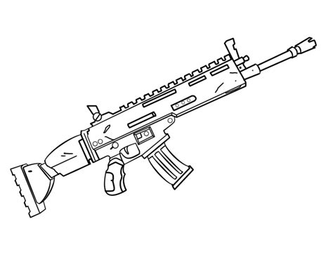 Assault Rifle Gun from Fortnite Coloring Page - Free Printable Coloring ...