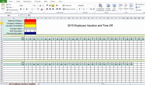 Employee Vacation Planner Template Excel Luxury Employee Vacation ...