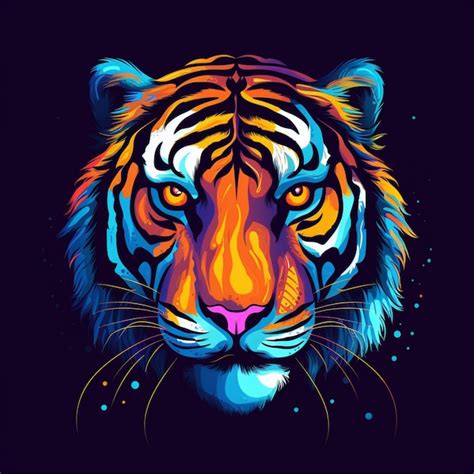 Premium AI Image | portrait of an colorful tiger illustration design