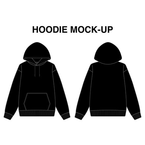 Blank Hoodie Mock-up Template Vector , Front and Back View, Realistic ...