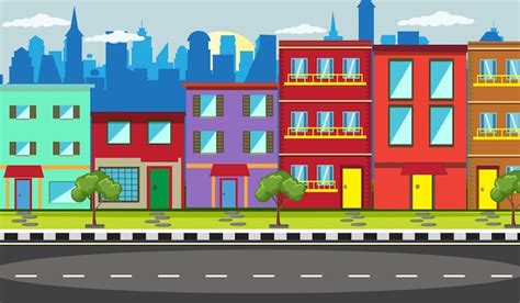 Premium Vector | Building background with road