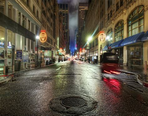 Picture New York City USA HDRI Roads Asphalt night time Street