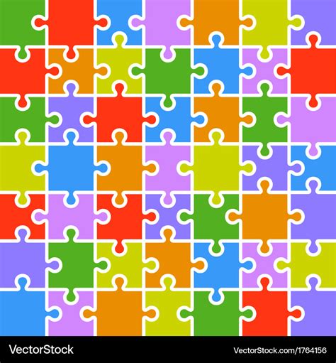 Jigsaw puzzle color parts template 7x7 pieces Vector Image