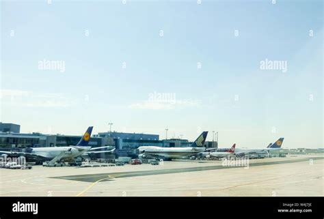 Aircraft at the airport Frankfurt am Main, Germany, Frankfurt Airport Stock Photo - Alamy