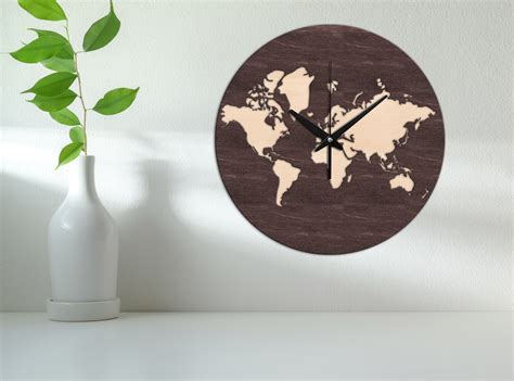 World Map Wall Clockworld Map Wall Decorwooden Wall - Etsy